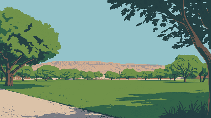 Illustration of farmland and canyon country near Twin Falls, Idaho